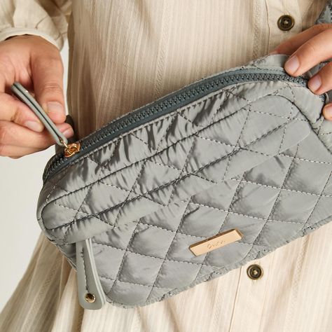 Cartera De Tela Con Quilt Gris-2