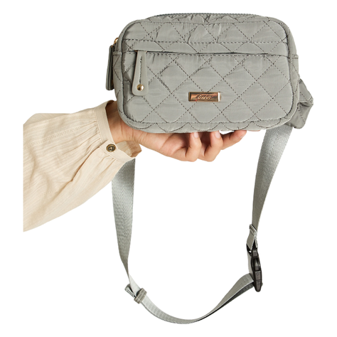 Cartera De Tela Con Quilt Gris-0