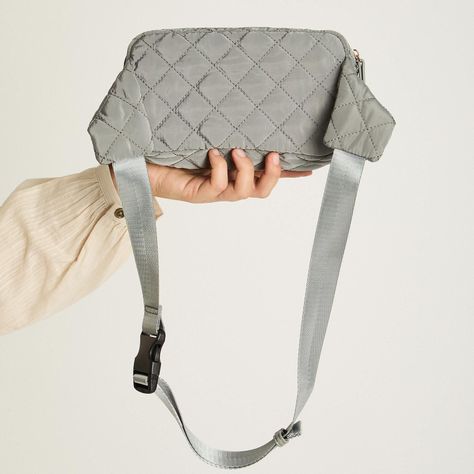 Cartera De Tela Con Quilt Gris-1