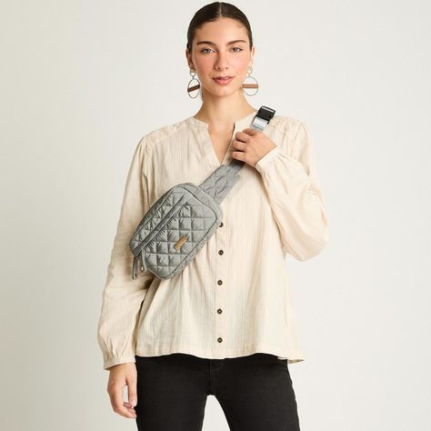 Cartera De Tela Con Quilt Gris-3