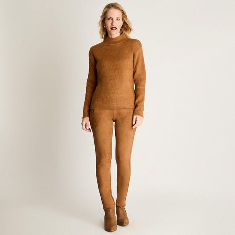 Sweater Manga Larga Cuello Mock Melange Camel-2