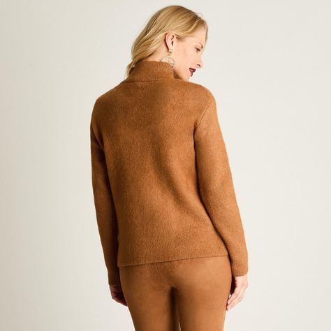 Sweater Manga Larga Cuello Mock Melange Camel-4