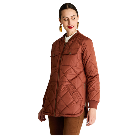 Parka Quilted Forrada Manga Larga Terracota-0