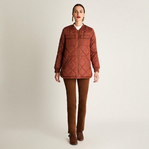Parka Quilted Forrada Manga Larga Terracota-2
