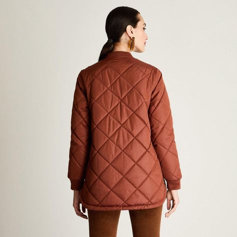 Parka Quilted Forrada Manga Larga Terracota-3