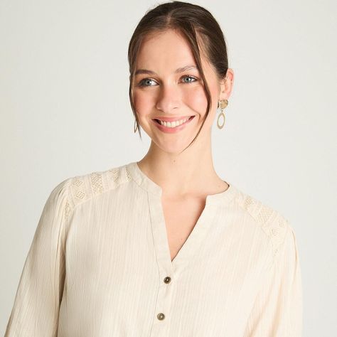 Blusa Manga Larga Aplicaciones Macrame Beige-2