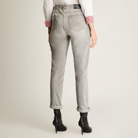 Jeans Mom Con Bastilla Doblada Gris-0