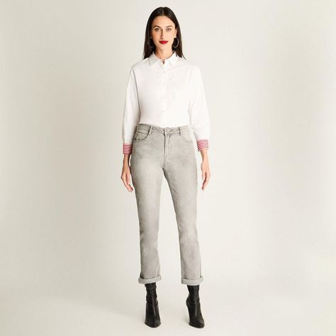Jeans Mom Con Bastilla Doblada Gris-2