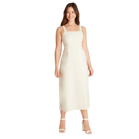 Vestido Maxi Beige Sin Manga-0