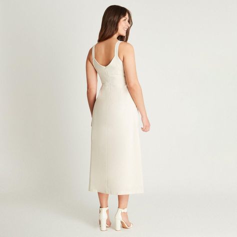 Vestido Maxi Beige Sin Manga-1