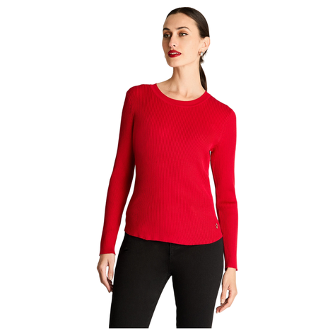 Sweater Manga Larga Escote Redondo Liso Rojo-4