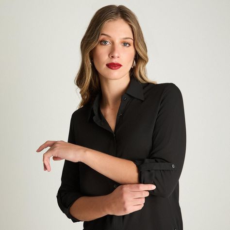 Blusa Camisera Manga Larga Negro-1