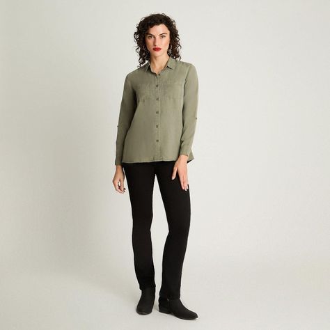 Blusa Manga Larga Lyocell Color Verde-3
