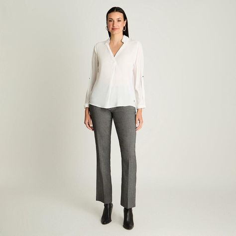 Blusa Manga Larga Satin Cuello Camisero Crudo-3