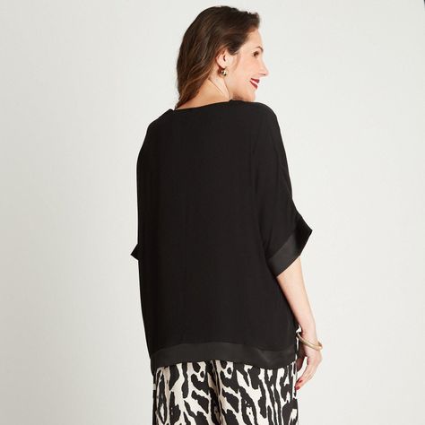 Blusa Negro Manga Codo Cuello V-1