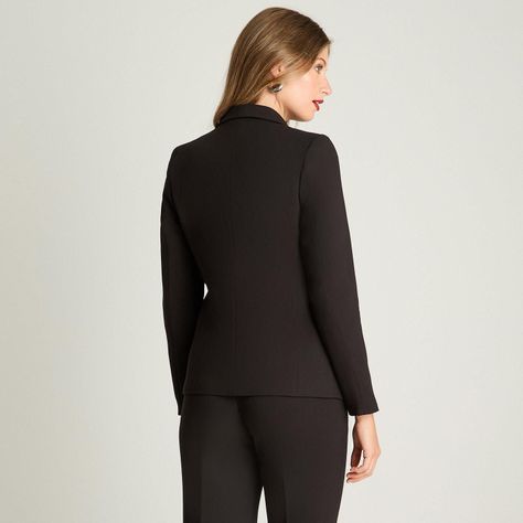 Blazer Manga Larga Con Un Botón Negro-1