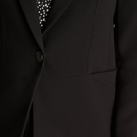 Blazer Manga Larga Con Un Botón Negro-2