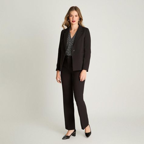 Blazer Manga Larga Con Un Botón Negro-3