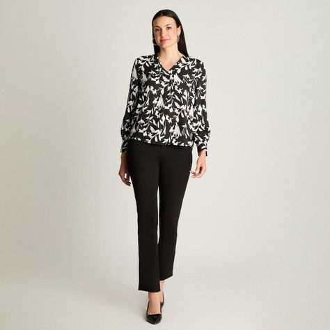 Blusa Manga Larga Escote V Negro-2