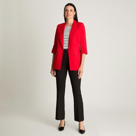Blazer Manga Larga Roll Up Rojo-2