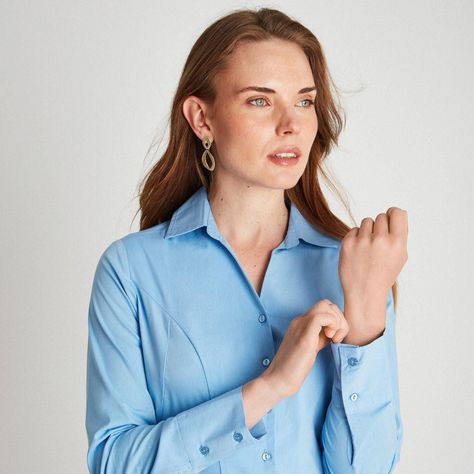 Blusa Manga Larga Entallada Celeste-2