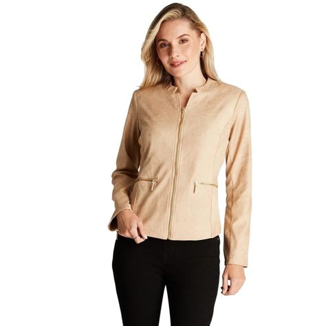 Casaca Beige Manga Larga Cuello Mao-0