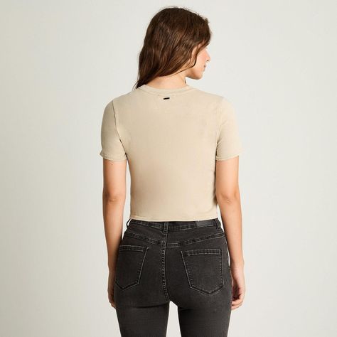 Polera Manga Corta Acid Wash Beige-1