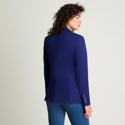 Blazer Manga Larga Punto Roma Azul-1