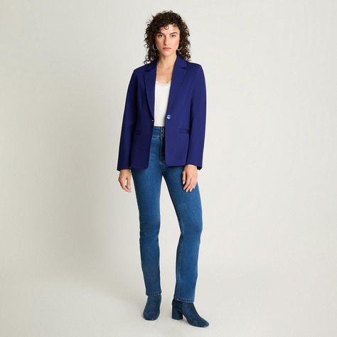 Blazer Manga Larga Punto Roma Azul-3
