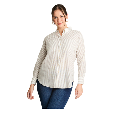 Blusa Manga Larga Rayada Con Lurex Beige-0