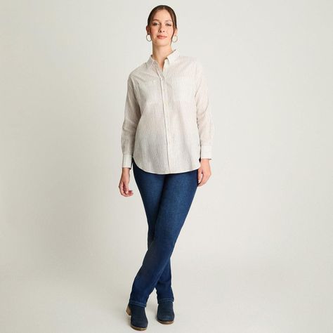 Blusa Manga Larga Rayada Con Lurex Beige-3