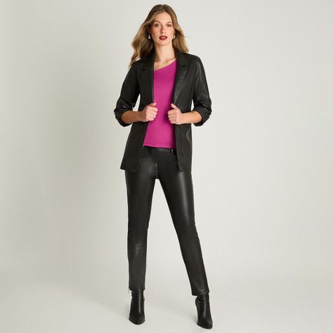 Chaqueta Tipo Tapado De Ecocuero Negro-2