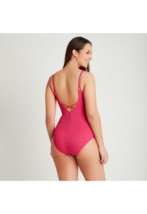 Traje De Baño 1 Pieza Estampado Magenta-1