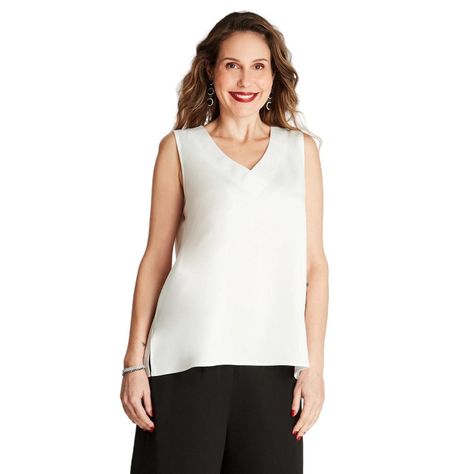 Blusa Blanco Sin Manga Cuello V-0