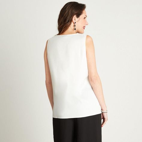 Blusa Blanco Sin Manga Cuello V-1