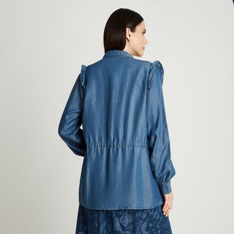 Tapado Azul Oscuro Manga Larga Cuello Camisero-1