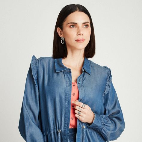 Tapado Azul Oscuro Manga Larga Cuello Camisero-2
