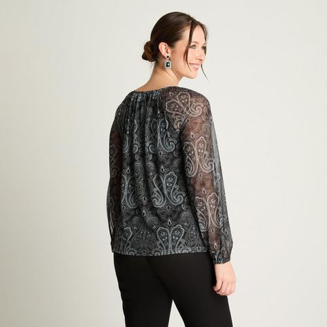 Polera Manga Larga Mesh Print Negro-1