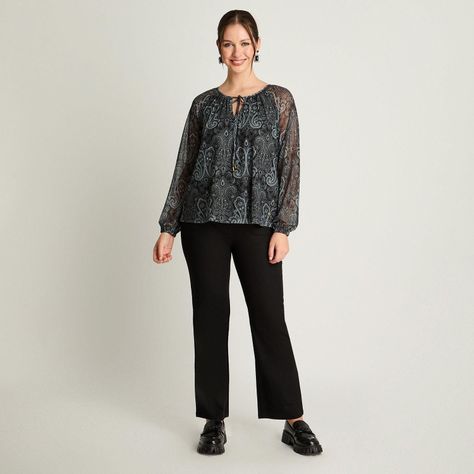 Polera Manga Larga Mesh Print Negro-3