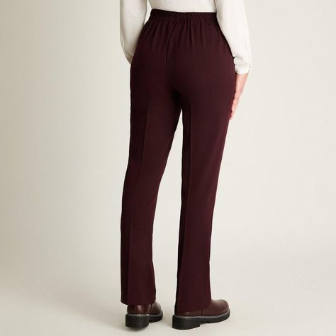 Pantalón Recto Con Pretina Trasera Elasticada Burdeo-0
