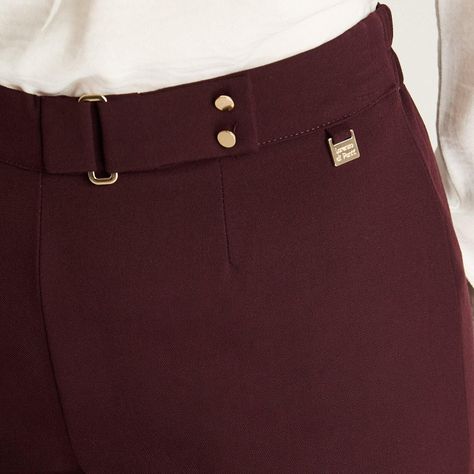 Pantalón Recto Con Pretina Trasera Elasticada Burdeo-1