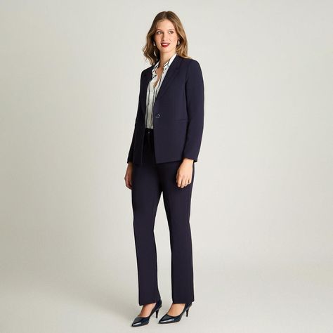 Blazer Manga Larga Con Un Botón Azul-3