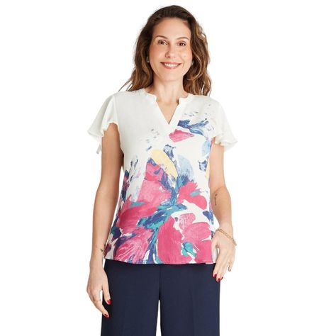 Polera Blanco Estampado Floral-0