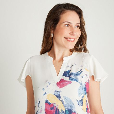 Polera Blanco Estampado Floral-2