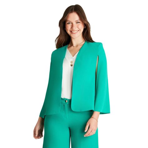 Blazer Verde Manga Larga Sin Cuello-0