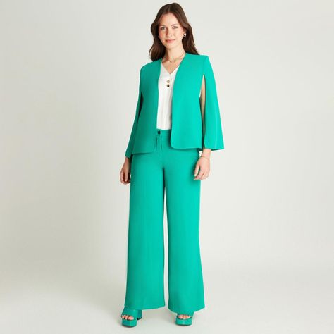 Blazer Verde Manga Larga Sin Cuello-3