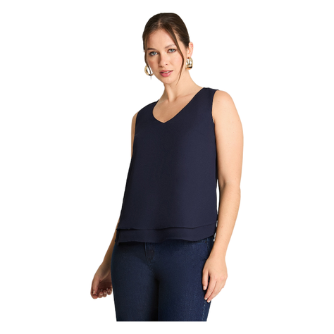 Blusa Sin Mangas Con Capas Azul-0