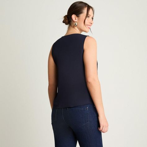 Blusa Sin Mangas Con Capas Azul-1