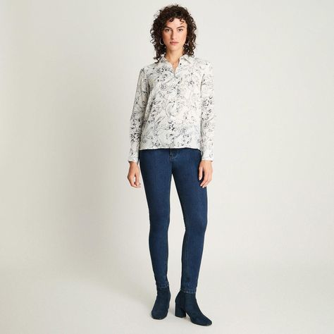 Blusa Camisera Manga Larga Azul-3
