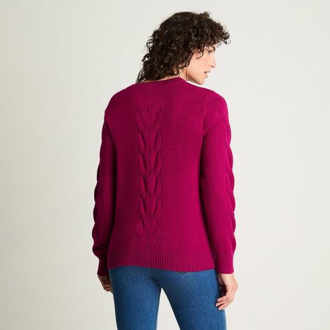 Sweater Escote Redondo Manga Larga Magenta-1